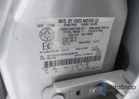 2009 Ford F-250 Xlt from USA, damaged, VIN 1FTSW215X9EA29678